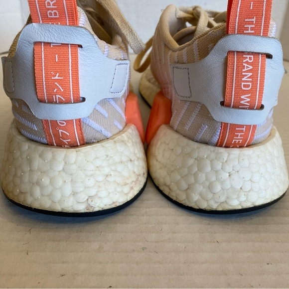 Adidas NMD R2 Linen Beige White Running Shoes Sneakers Size 8.5 - Picture 8 of 14
